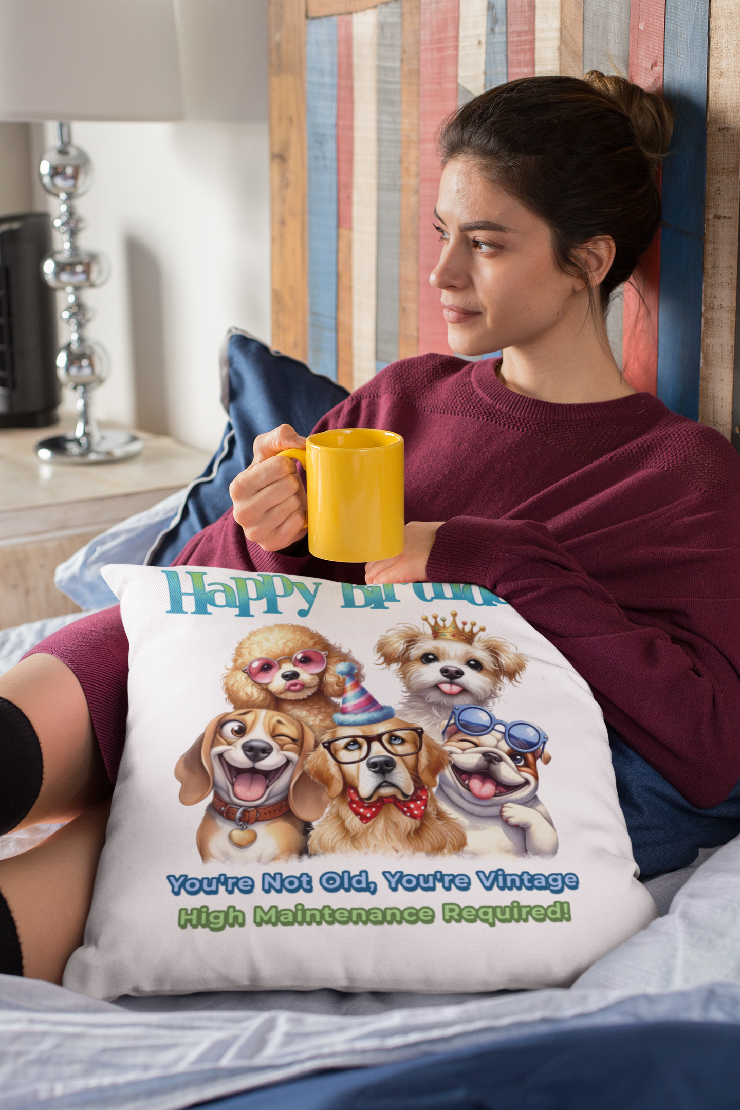 Vintage Dog Birthday Pillow – Funny Gift for Dog Lovers