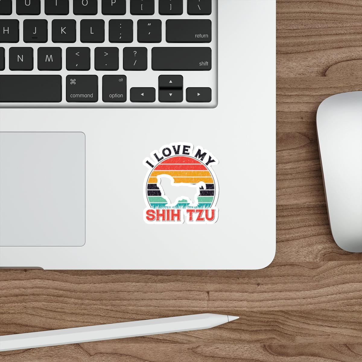 I Love My Shih Tzu With Rainbow Die-Cut Stickers - Shih Tzu Gifts