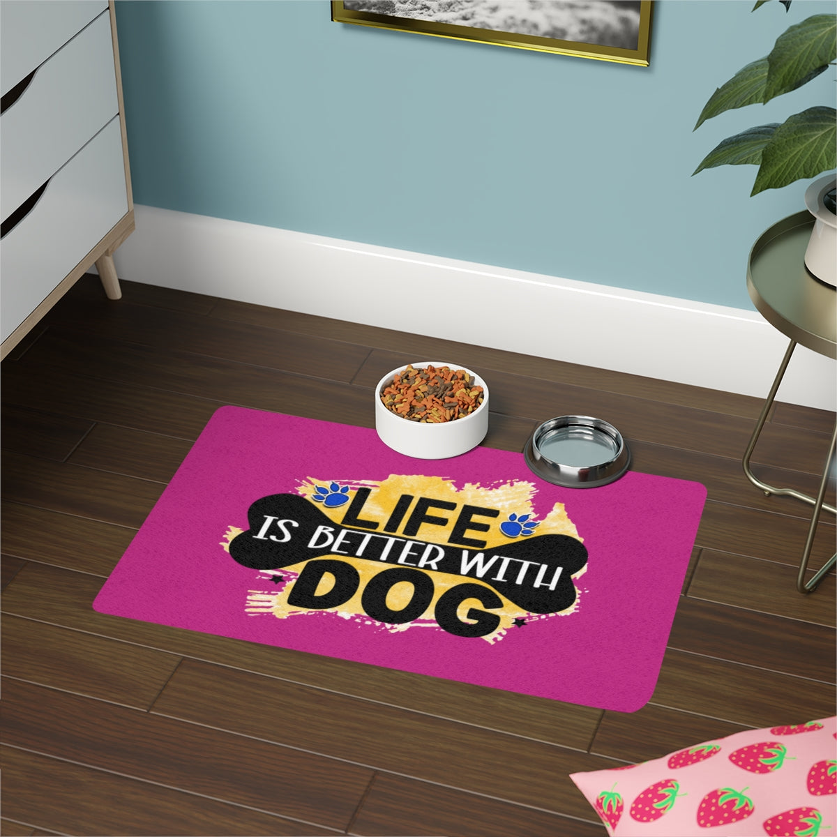 Life Is Better With Dog Pet Food Mat – Non-Slip, Easy-to-Clean Mat