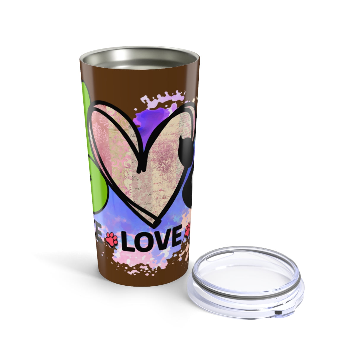 Peace Love Dogs Tumbler - 20oz Insulated Cup, Gift for Dog Lovers