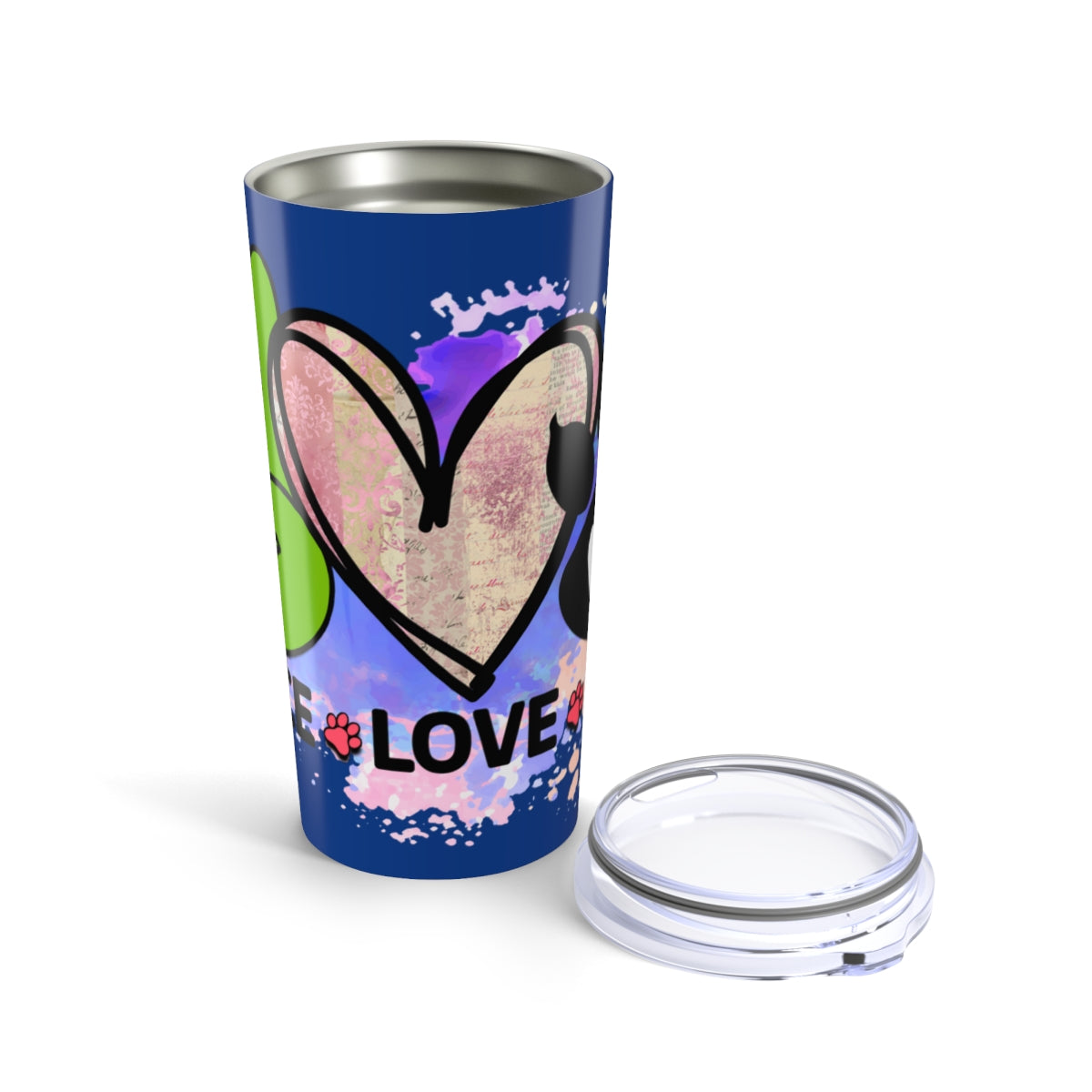 Peace Love Dogs Tumbler - 20oz Insulated Cup, Gift for Dog Lovers
