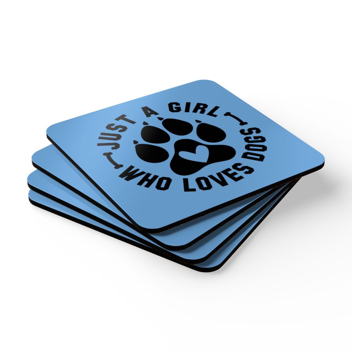 Just a Girl Who Loves Dogs Corkwood Coaster Set