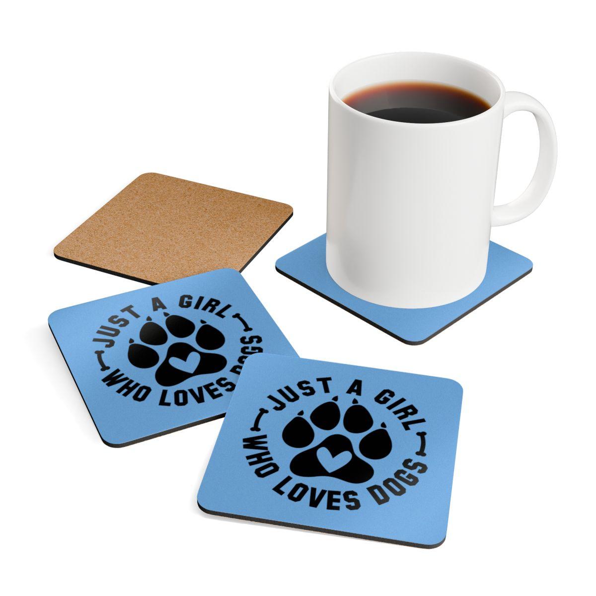 Just a Girl Who Loves Dogs Corkwood Coaster Set