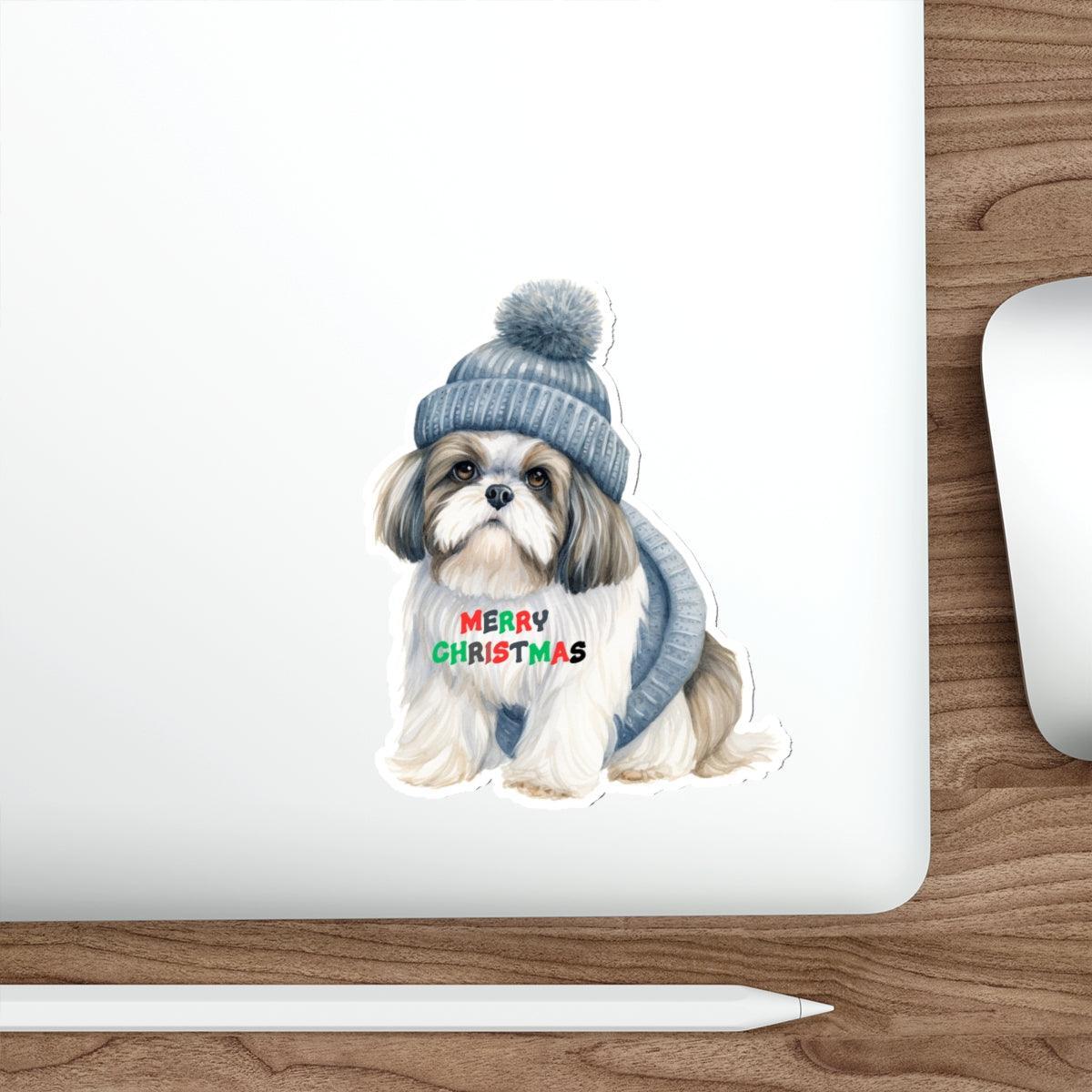 Merry Christmas Shih Tzu Stickers – Perfect Holiday Gift for Shih Tzu Lovers - Shih Tzu Gifts