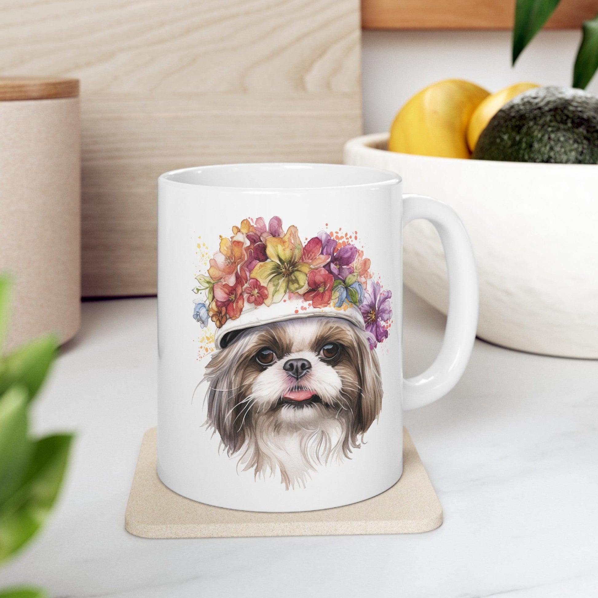 Shih Tzu With Flower Hat Ceramic Mug - Shih Tzu Gifts