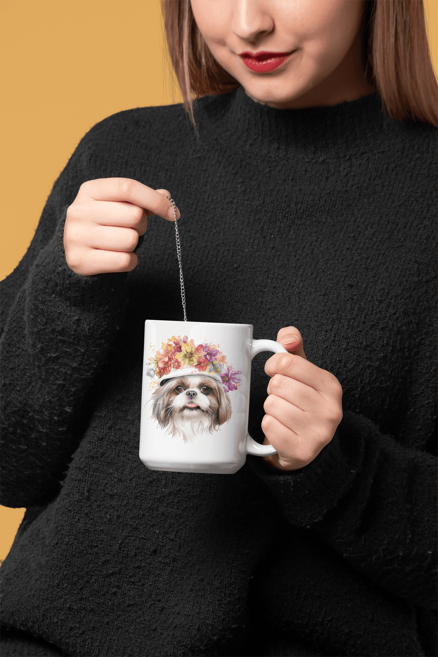 Shih Tzu With Flower Hat Ceramic Mug - Shih Tzu Gifts