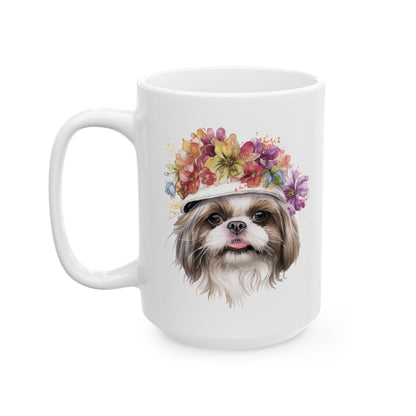 Shih Tzu With Flower Hat Ceramic Mug - Shih Tzu Gifts