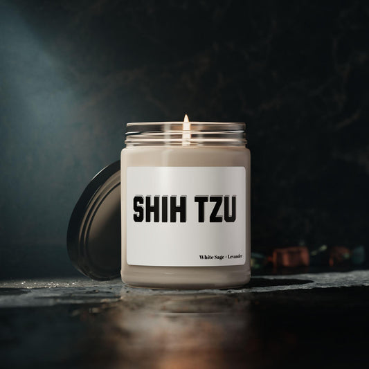 Shih Tzu Text Scented Soy Candle - Perfect Gift for Dog Lovers"