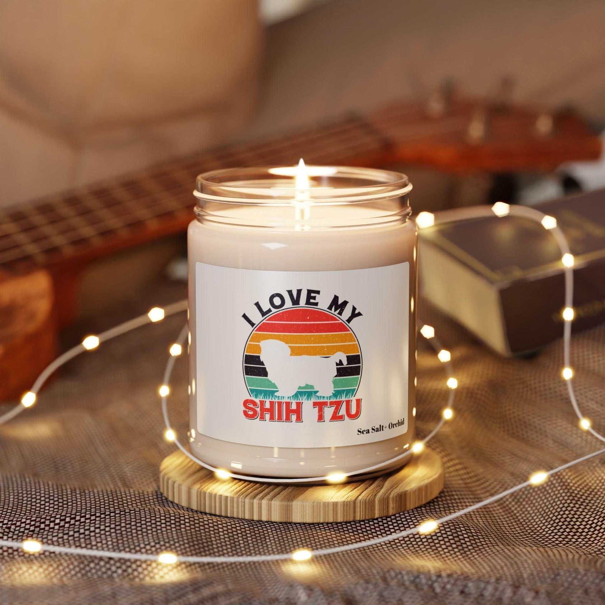 I Love My Shih Tzu With Rainbow Scented Soy Candle - Shih Tzu Gifts