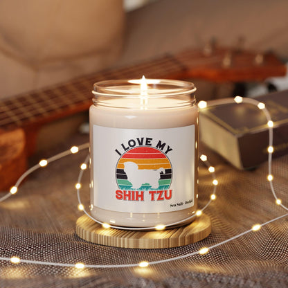 I Love My Shih Tzu With Rainbow Scented Soy Candle - Shih Tzu Gifts