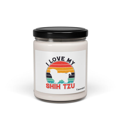 I Love My Shih Tzu With Rainbow Scented Soy Candle - Shih Tzu Gifts