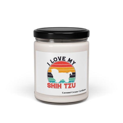 I Love My Shih Tzu With Rainbow Scented Soy Candle - Shih Tzu Gifts