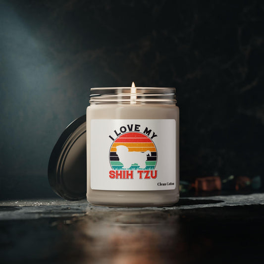 I Love My Shih Tzu With Rainbow Scented Soy Candle - Shih Tzu Gifts