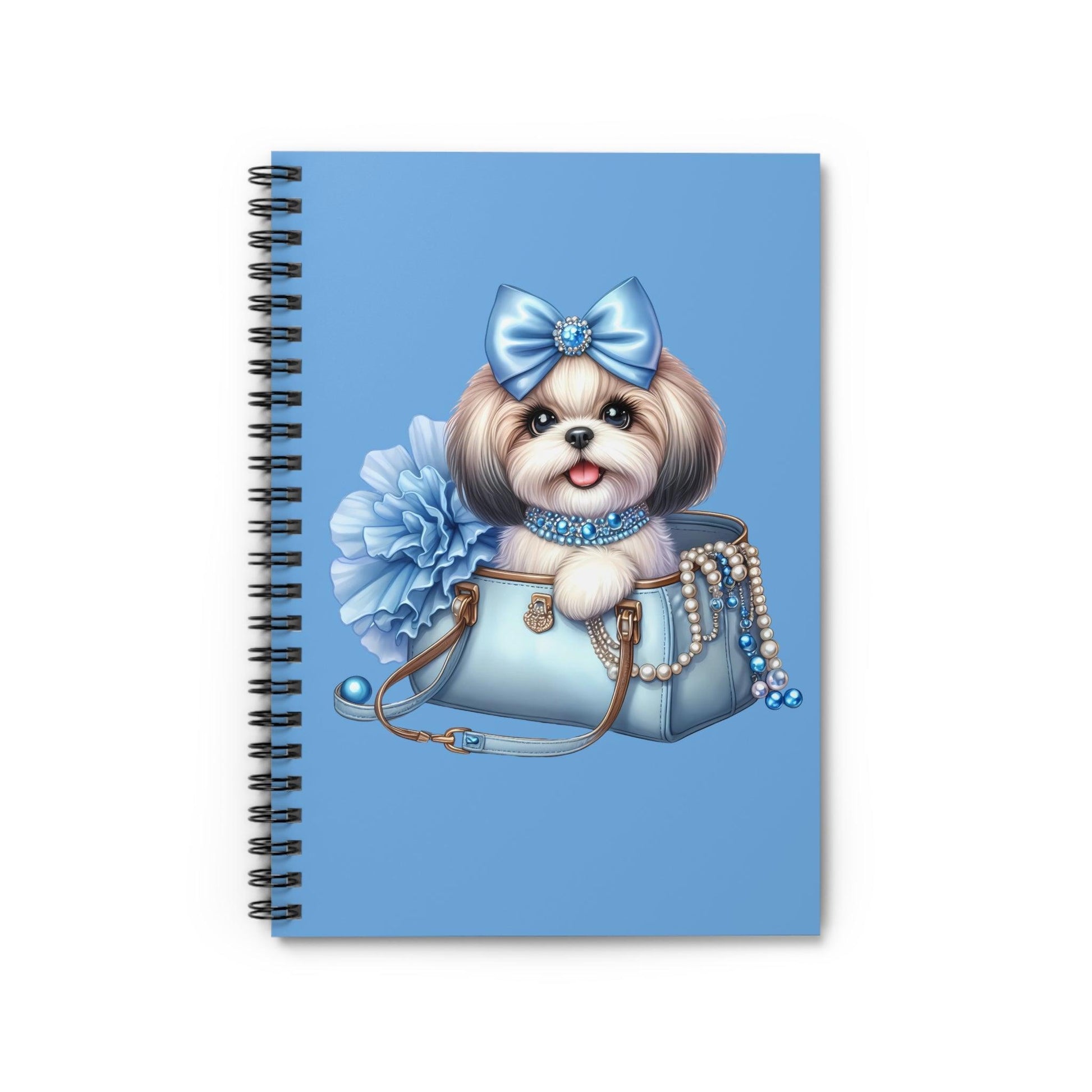 Blue Bow Shih Tzu Ruled Spiral Notebook - Shih Tzu Gifts
