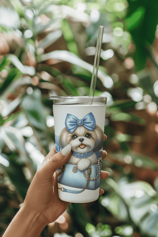 Blue Bow Shih Tzu Tumbler - Shih Tzu Gifts