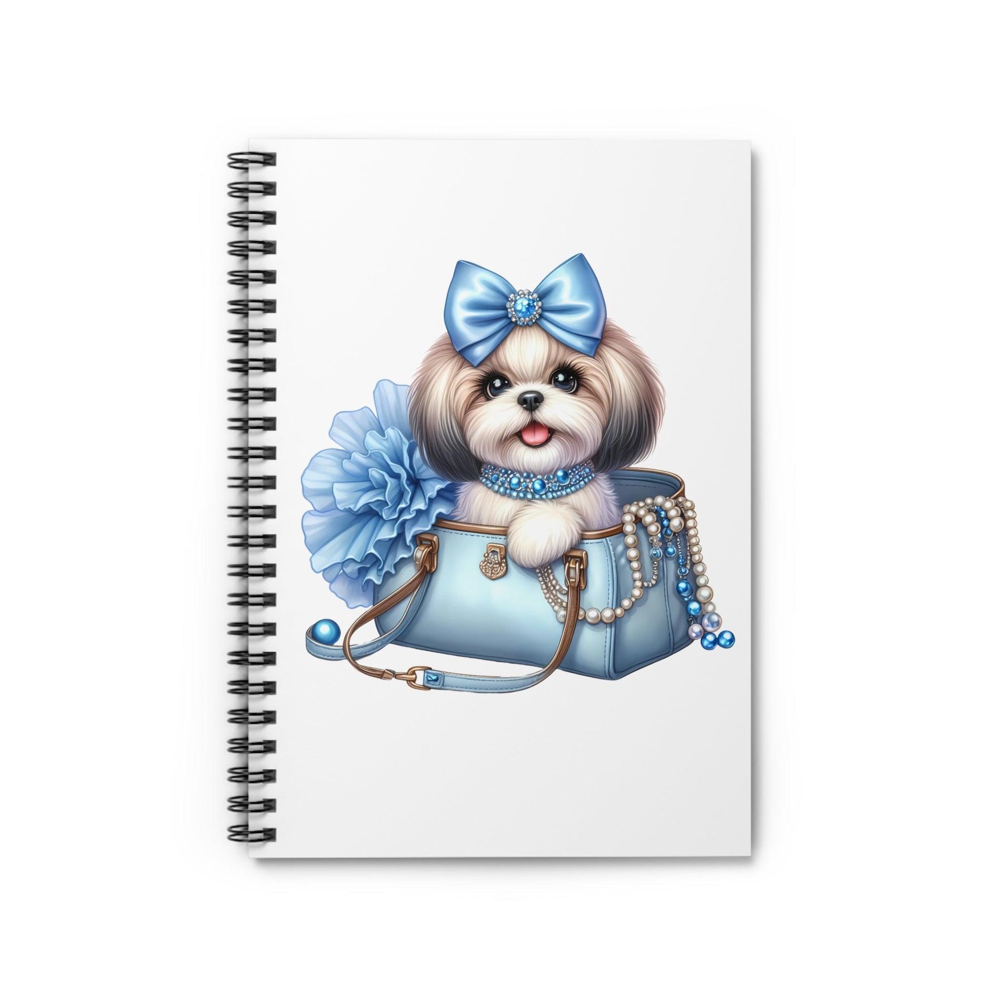 Blue Bow Shih Tzu Ruled Spiral Notebook - Shih Tzu Gifts