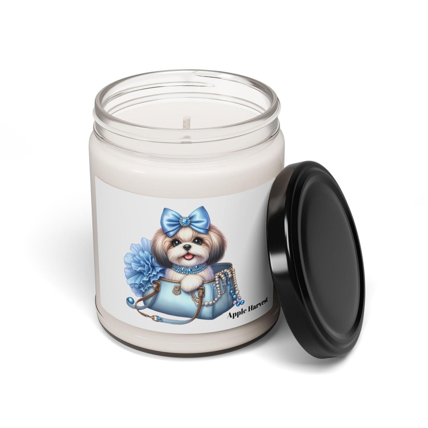 Blue Bow Shih Tzu Scented Soy Candle, 9oz - Shih Tzu Gifts