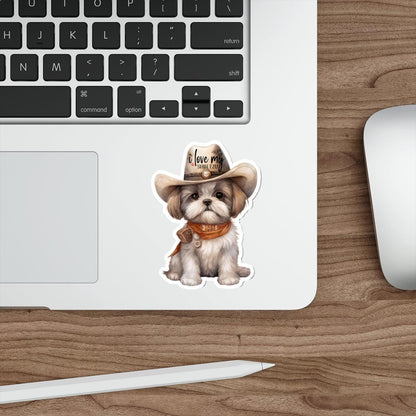 Cowboy Shih Tzu Die-Cut Stickers - Shih Tzu Gifts