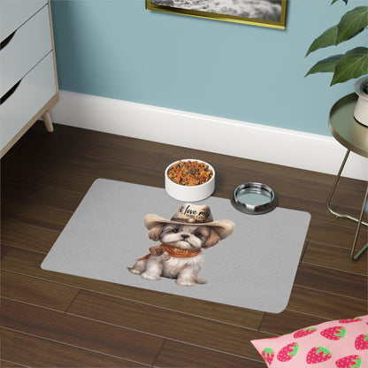 Cowboy Shih Tzu Pet Food Mat - Shih Tzu Gifts