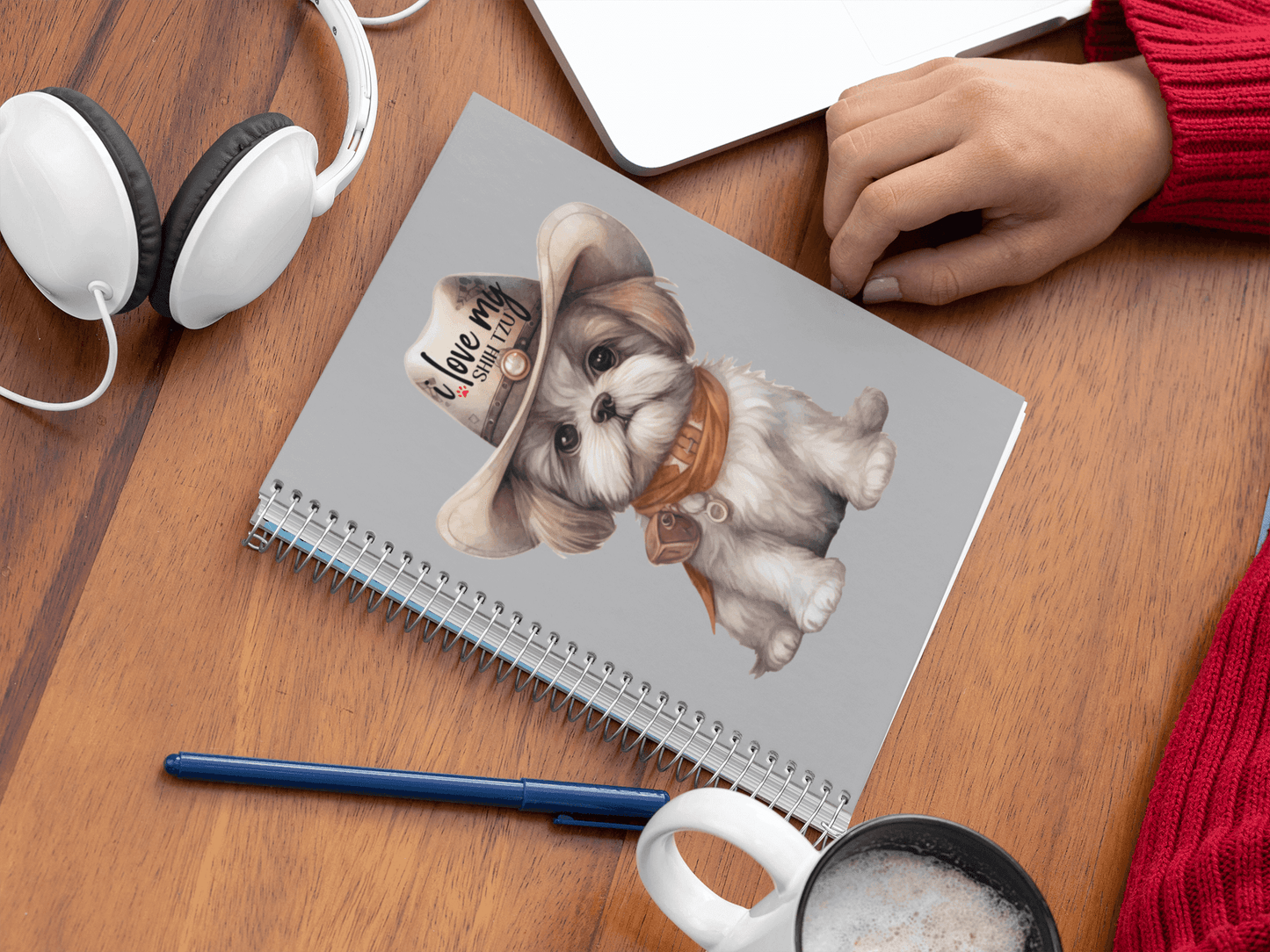 Cowboy Shih Tzu Ruled Line Spiral Notebook - Shih Tzu Gifts