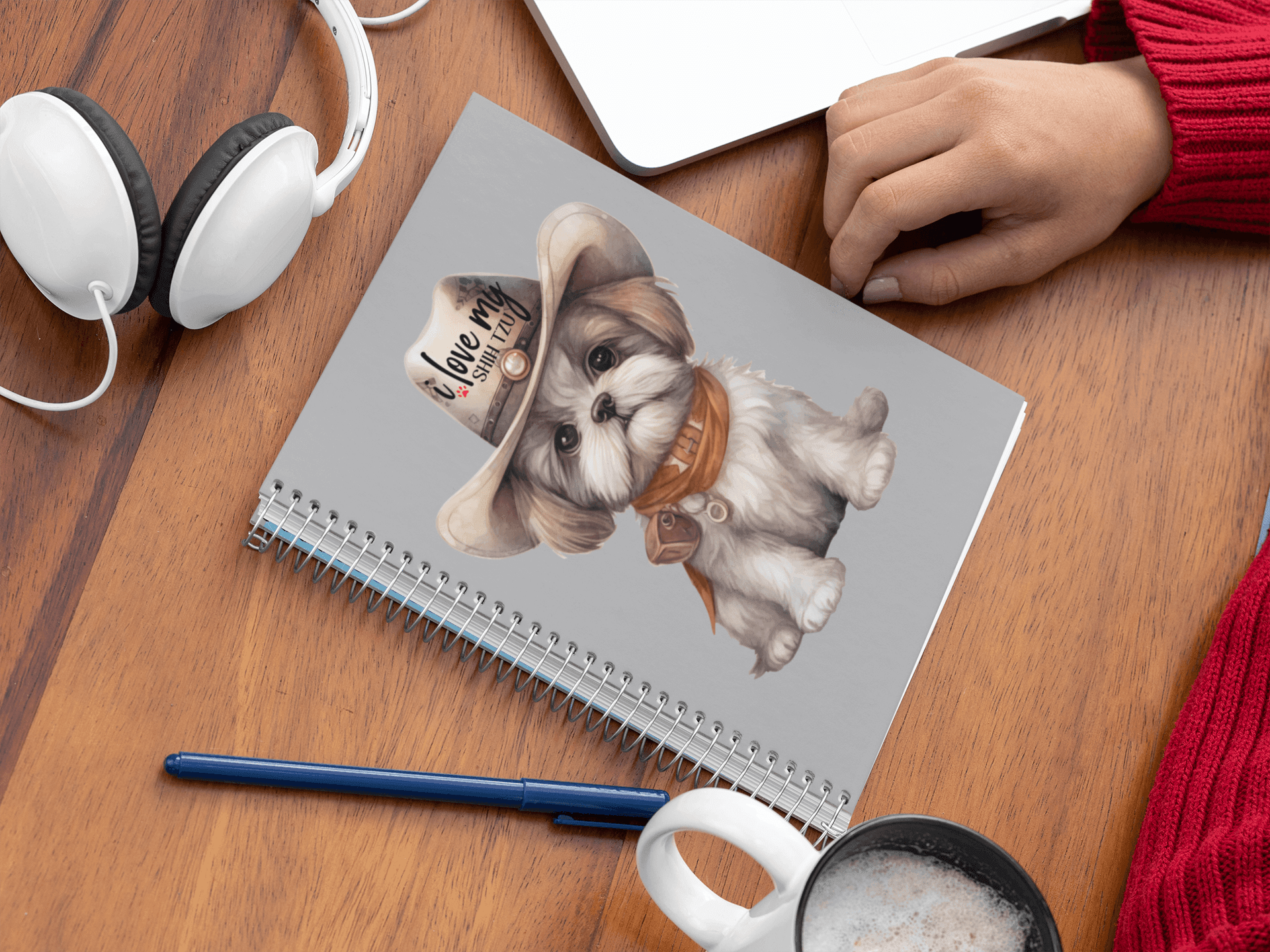 Cowboy Shih Tzu Ruled Line Spiral Notebook - Shih Tzu Gifts