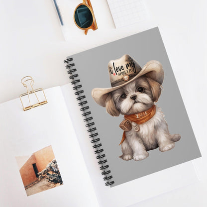 Cowboy Shih Tzu Ruled Line Spiral Notebook - Shih Tzu Gifts