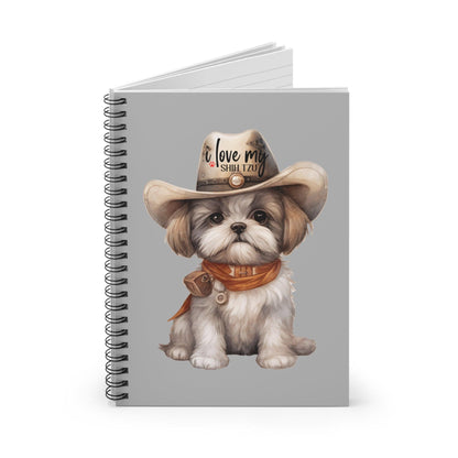 Cowboy Shih Tzu Ruled Line Spiral Notebook - Shih Tzu Gifts