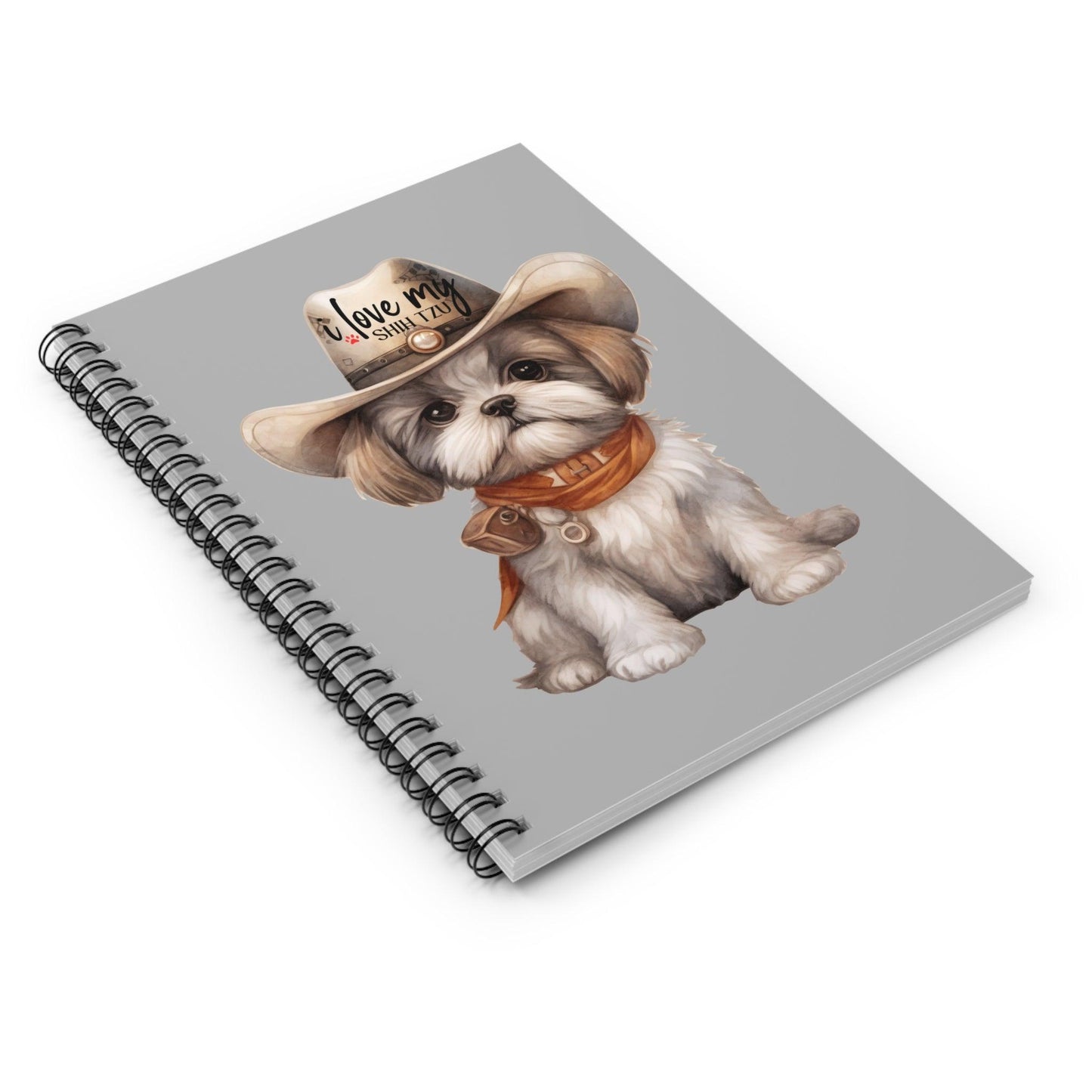 Cowboy Shih Tzu Ruled Line Spiral Notebook - Shih Tzu Gifts