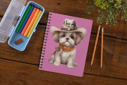 Cowboy Shih Tzu Ruled Line Spiral Notebook - Shih Tzu Gifts