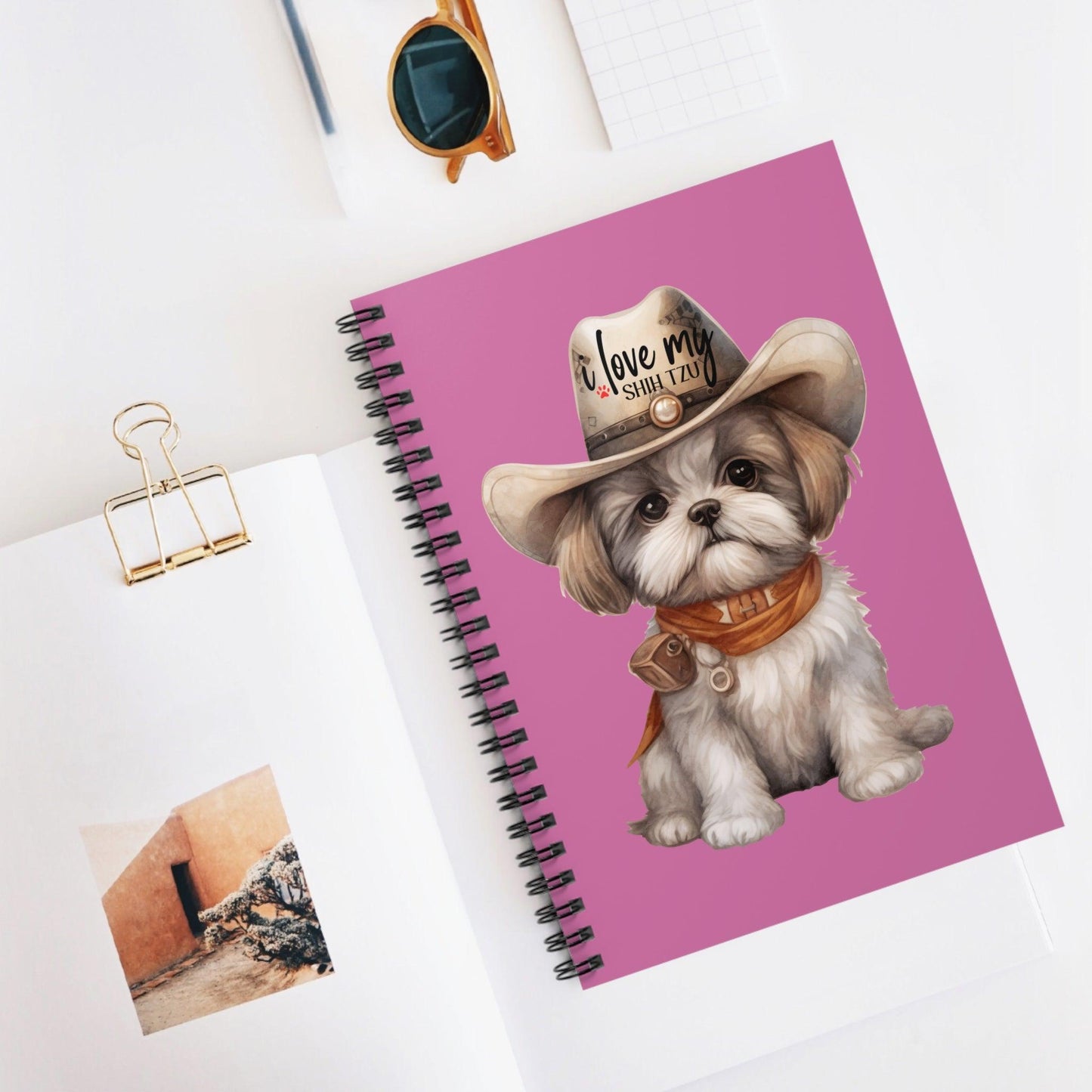 Cowboy Shih Tzu Ruled Line Spiral Notebook - Shih Tzu Gifts