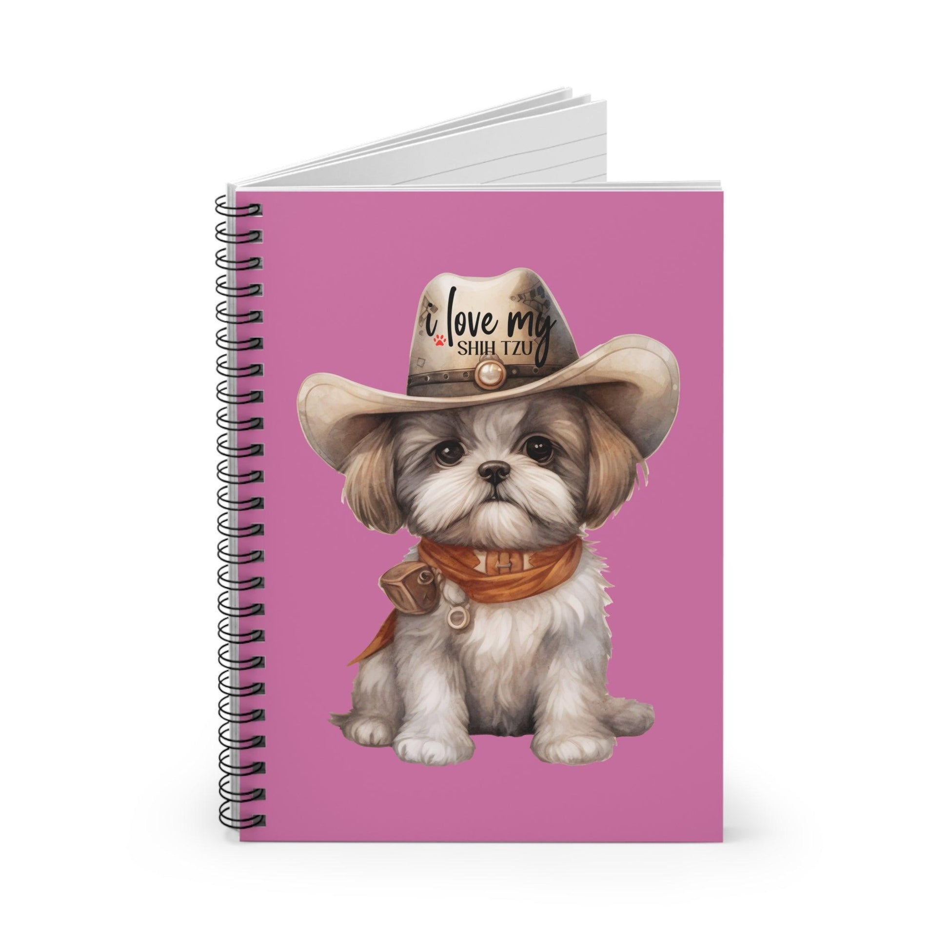 Cowboy Shih Tzu Ruled Line Spiral Notebook - Shih Tzu Gifts