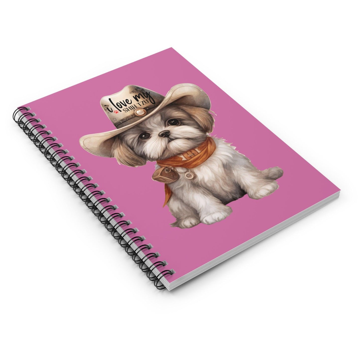 Cowboy Shih Tzu Ruled Line Spiral Notebook - Shih Tzu Gifts