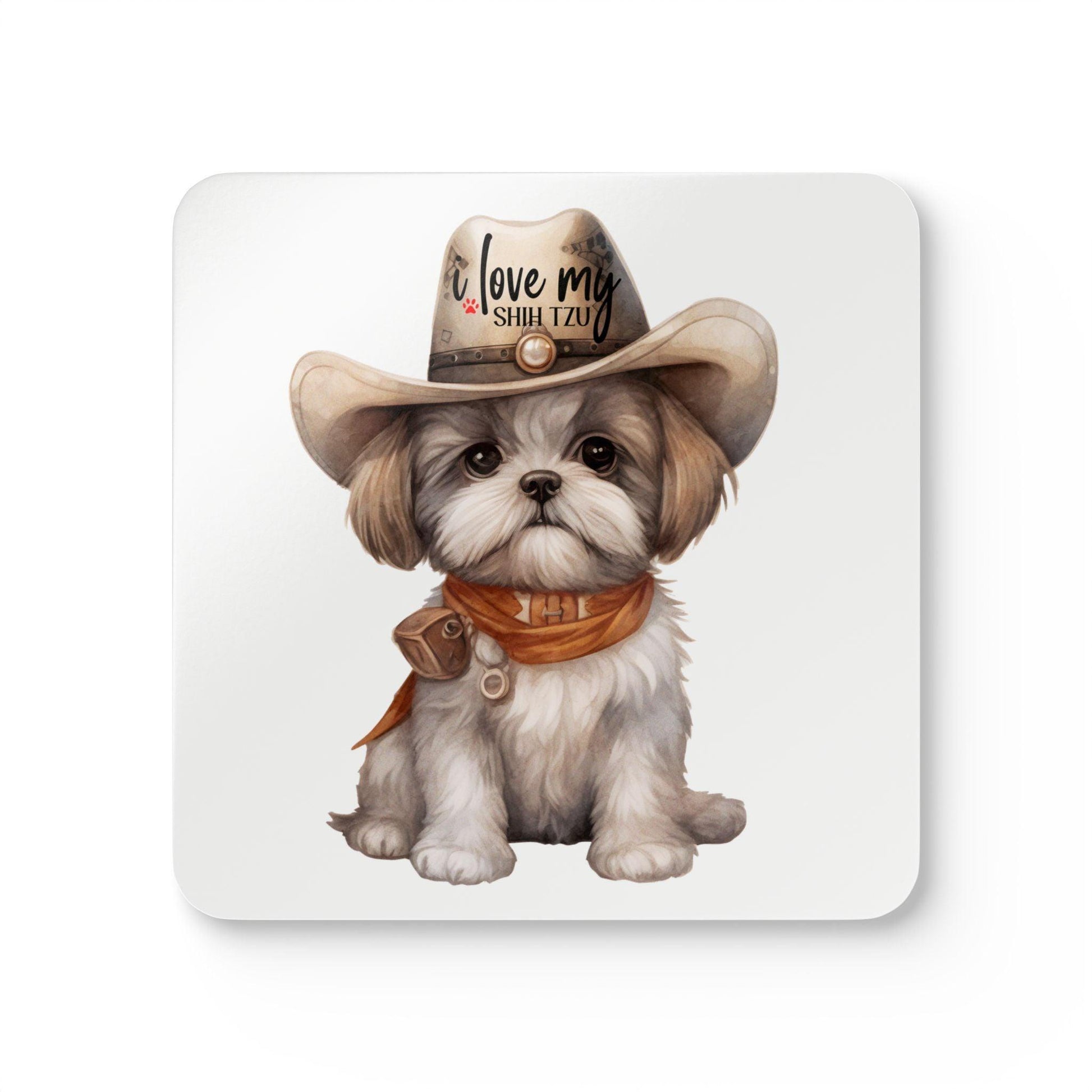 Cowboy Shih Tzu Corkwood Coaster Set - Shih Tzu Gifts