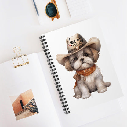 Cowboy Shih Tzu Ruled Line Spiral Notebook - Shih Tzu Gifts
