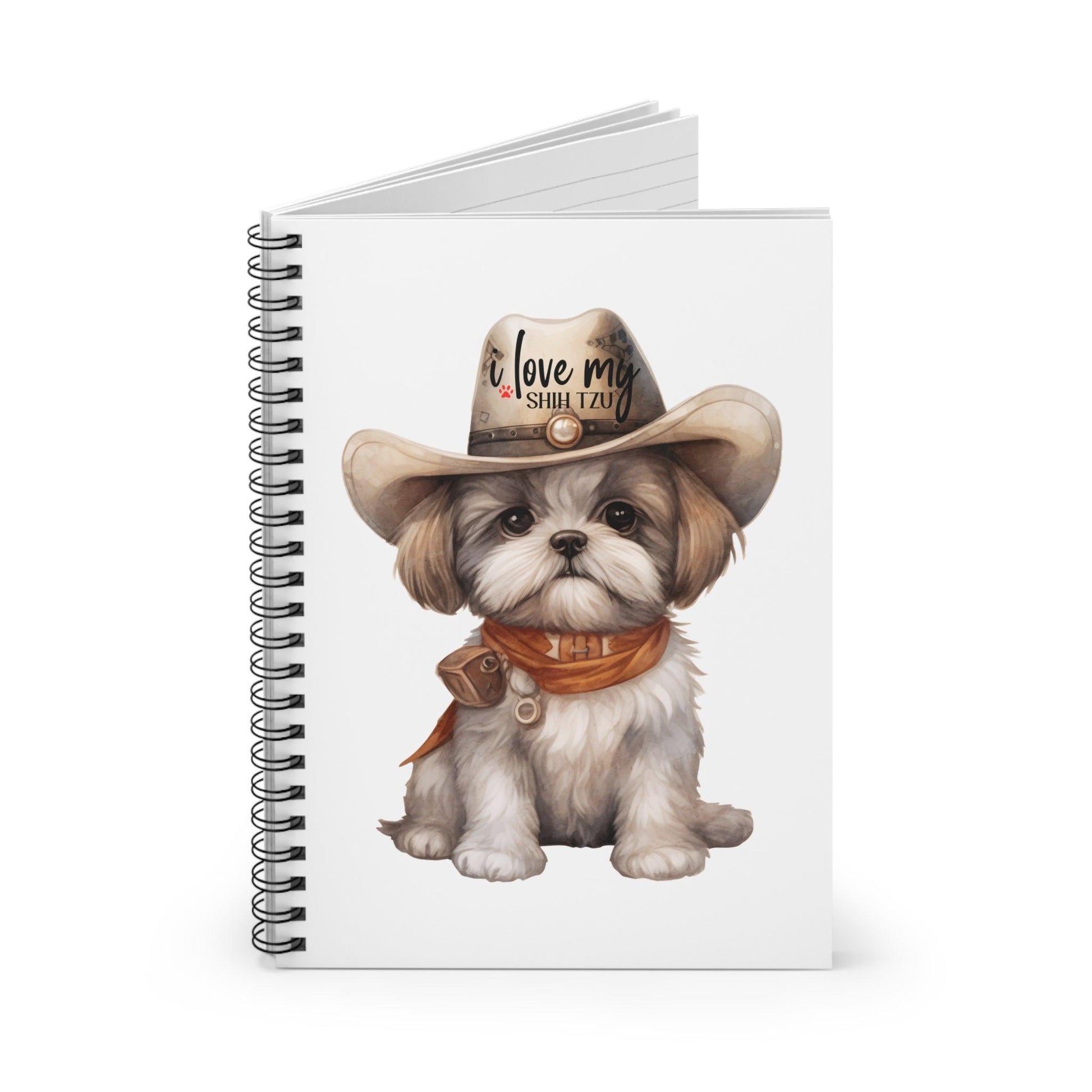 Cowboy Shih Tzu Ruled Line Spiral Notebook - Shih Tzu Gifts