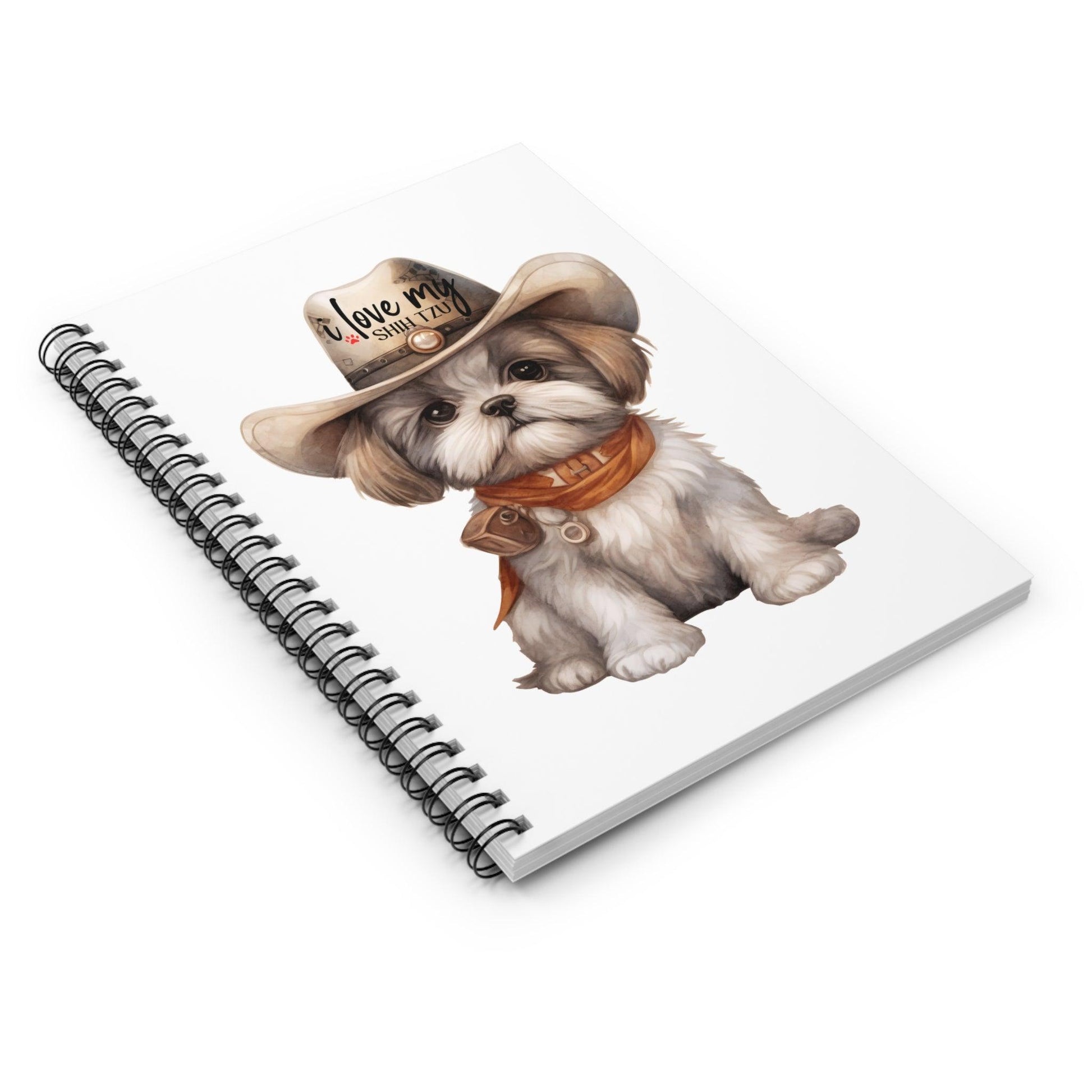 Cowboy Shih Tzu Ruled Line Spiral Notebook - Shih Tzu Gifts