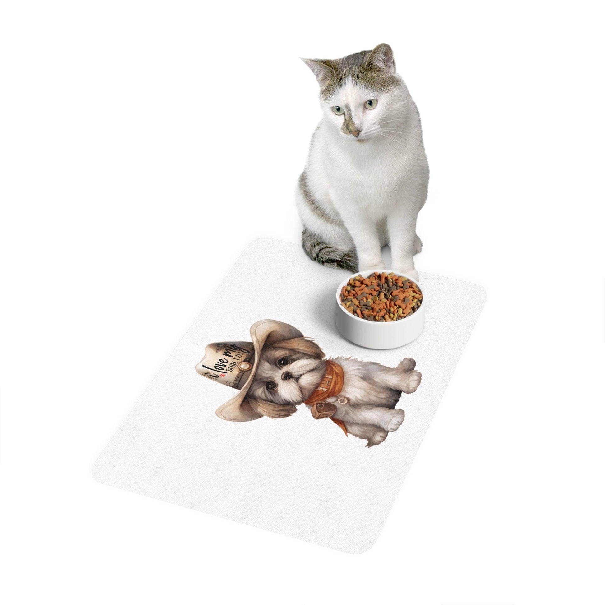 Cowboy Shih Tzu Pet Food Mat - Shih Tzu Gifts