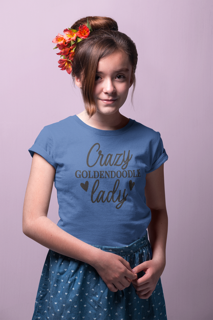 Crazy Goldendoodle Lady Youth T-Shirt – Cute Gift for Doodle Fans