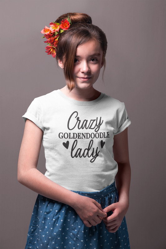 Crazy Goldendoodle Lady Youth T-Shirt – Cute Gift for Doodle Fans