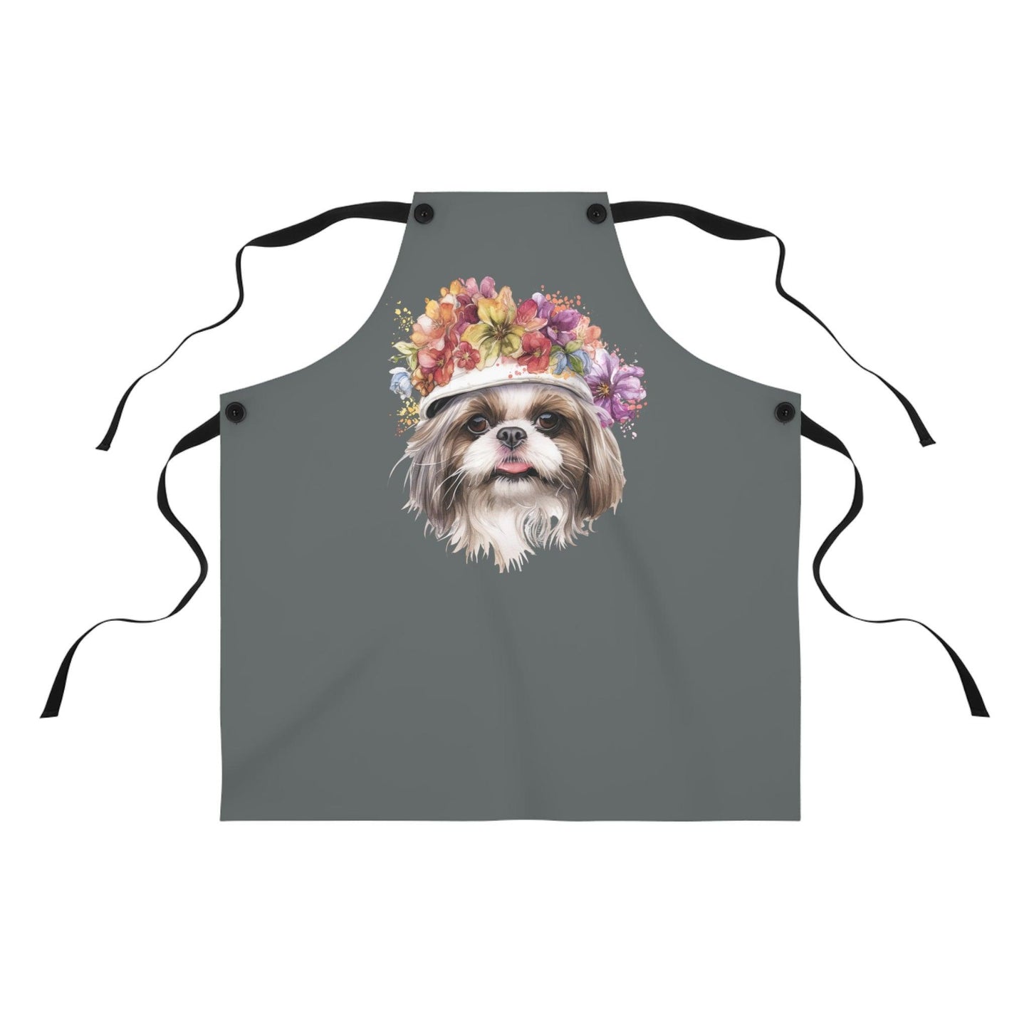 Shih Tzu With Flowers Hat Apron - Shih Tzu Gifts
