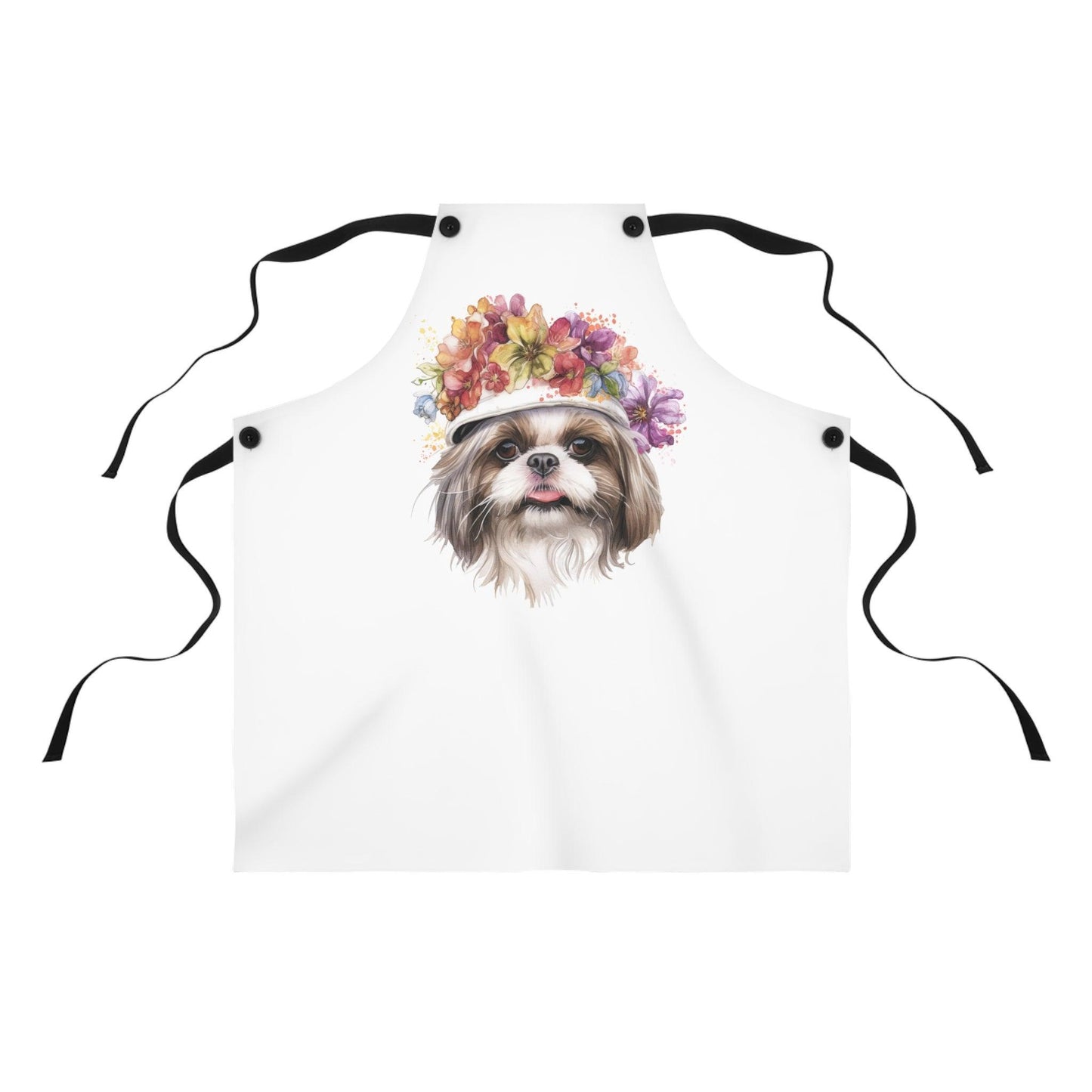 Shih Tzu With Flowers Hat Apron - Shih Tzu Gifts