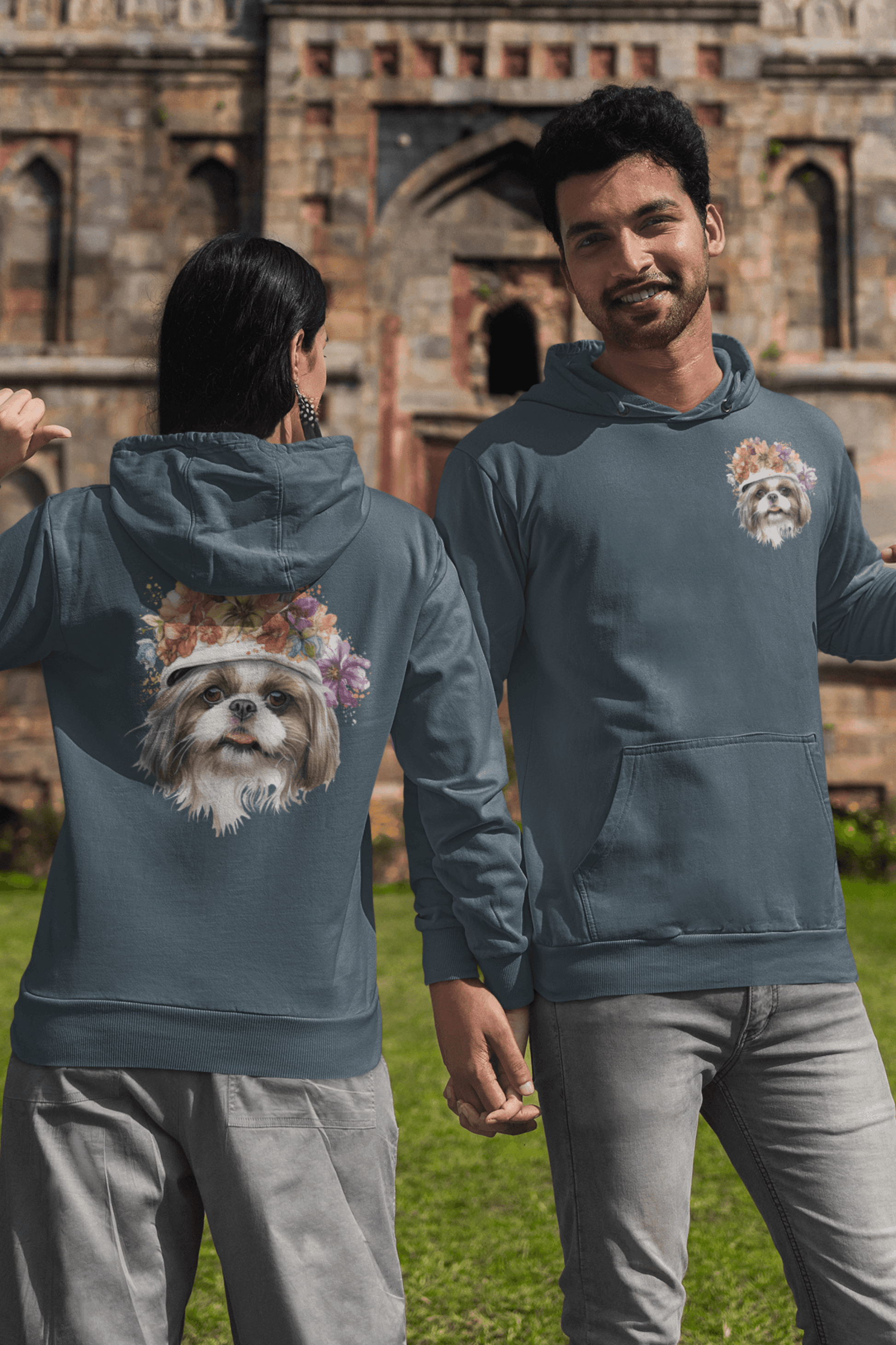 Shih Tzu With Flowers Hat Hooded Sweatshirt - Shih Tzu Gifts