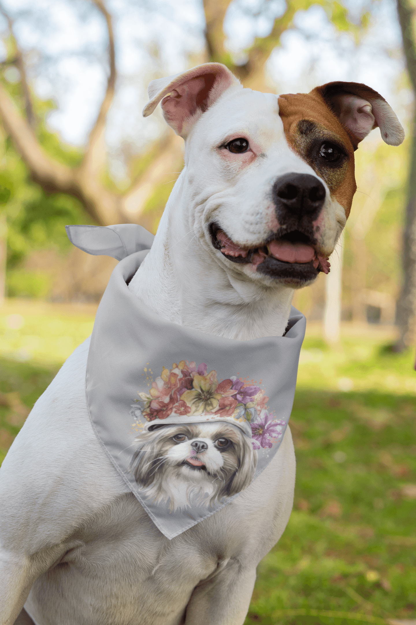 Shih Tzu With Flower Hat Pet Bandana - Shih Tzu Gifts