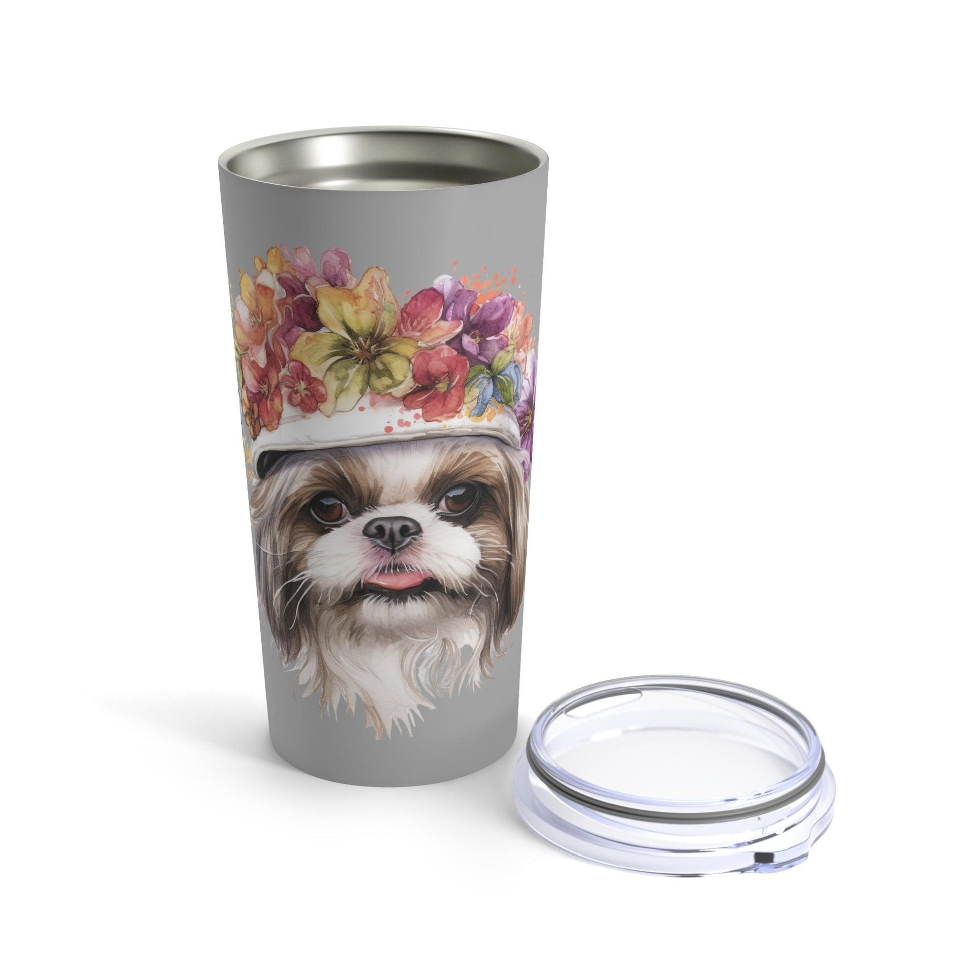 Shih Tzu With Flowers Hat Tumbler - Shih Tzu Gifts