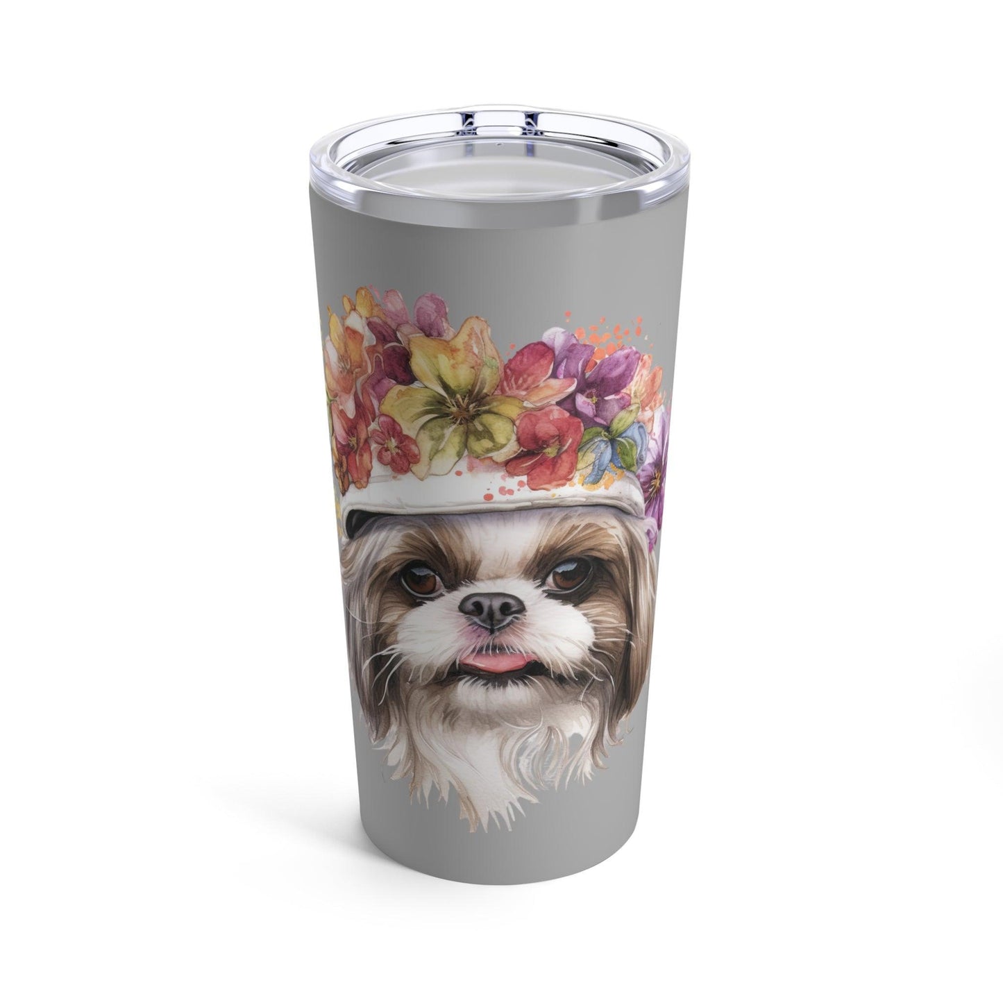 Shih Tzu With Flowers Hat Tumbler - Shih Tzu Gifts