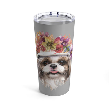 Shih Tzu With Flowers Hat Tumbler - Shih Tzu Gifts