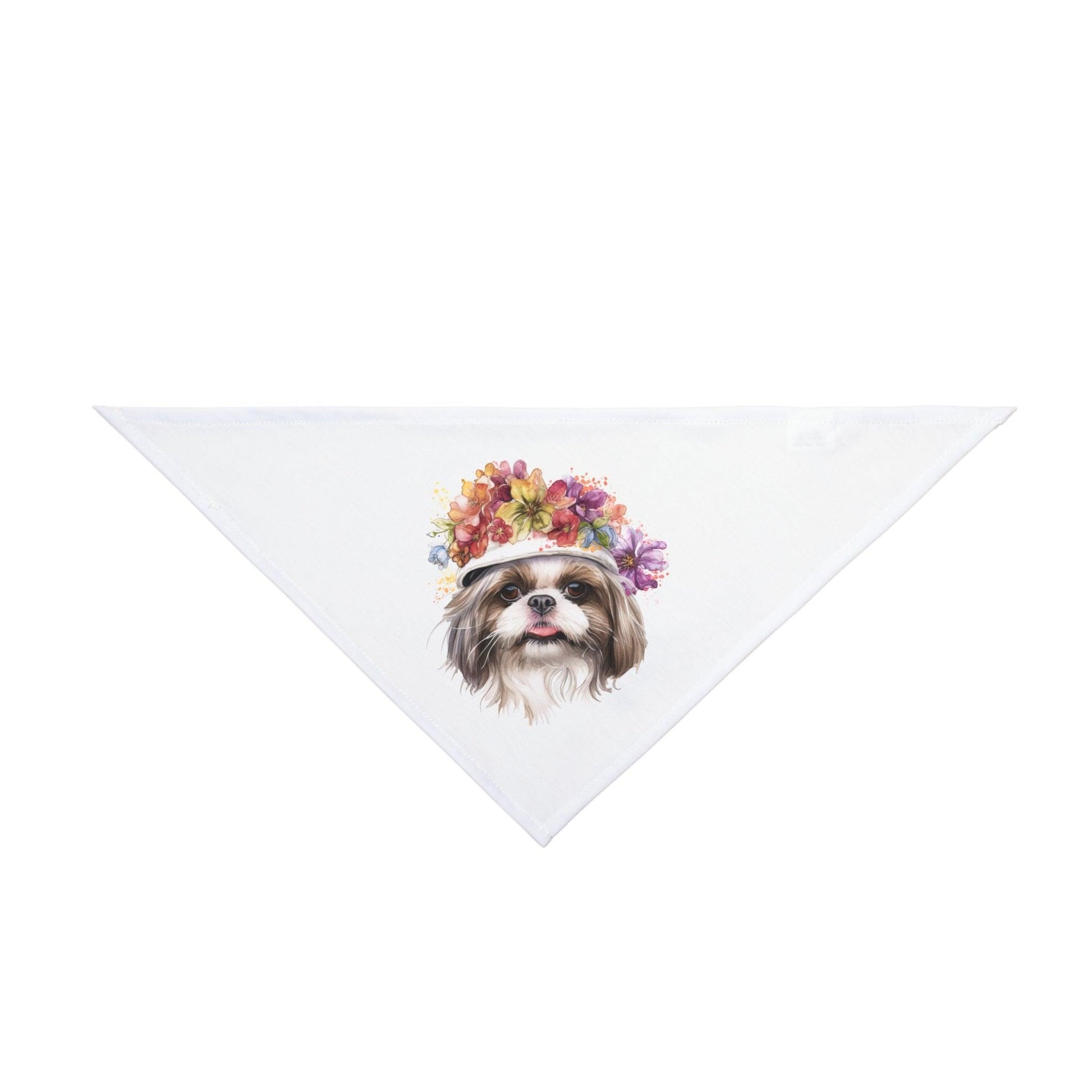 Shih Tzu With Flower Hat Pet Bandana - Shih Tzu Gifts