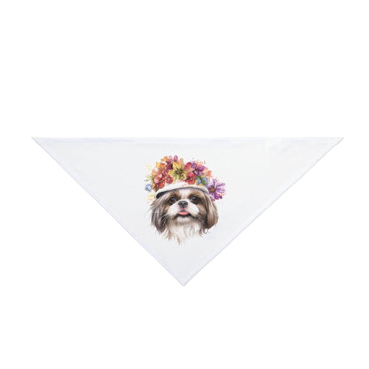 Shih Tzu With Flower Hat Pet Bandana - Shih Tzu Gifts