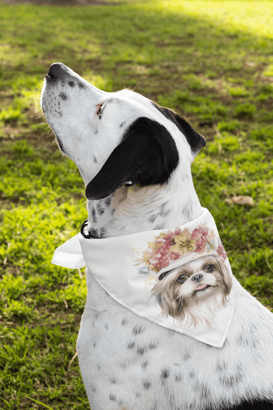 Shih Tzu With Flower Hat Pet Bandana - Shih Tzu Gifts