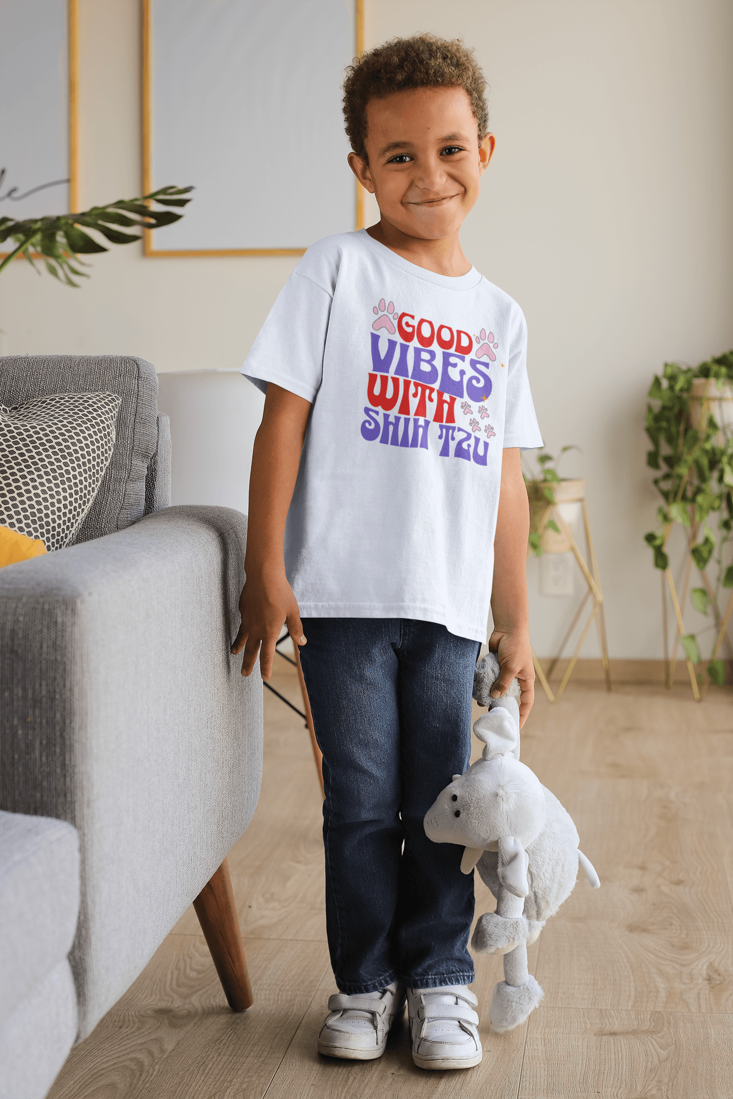 Good Vibes With Shih Tzu Youth Shirt - Fun Gift for Dog Lovers